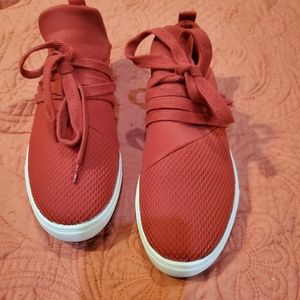 Comfortable red shoes with white sole